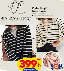 BİANCO LUCCİ KADIN ÇİZGİLİ TRİKO KAZAK